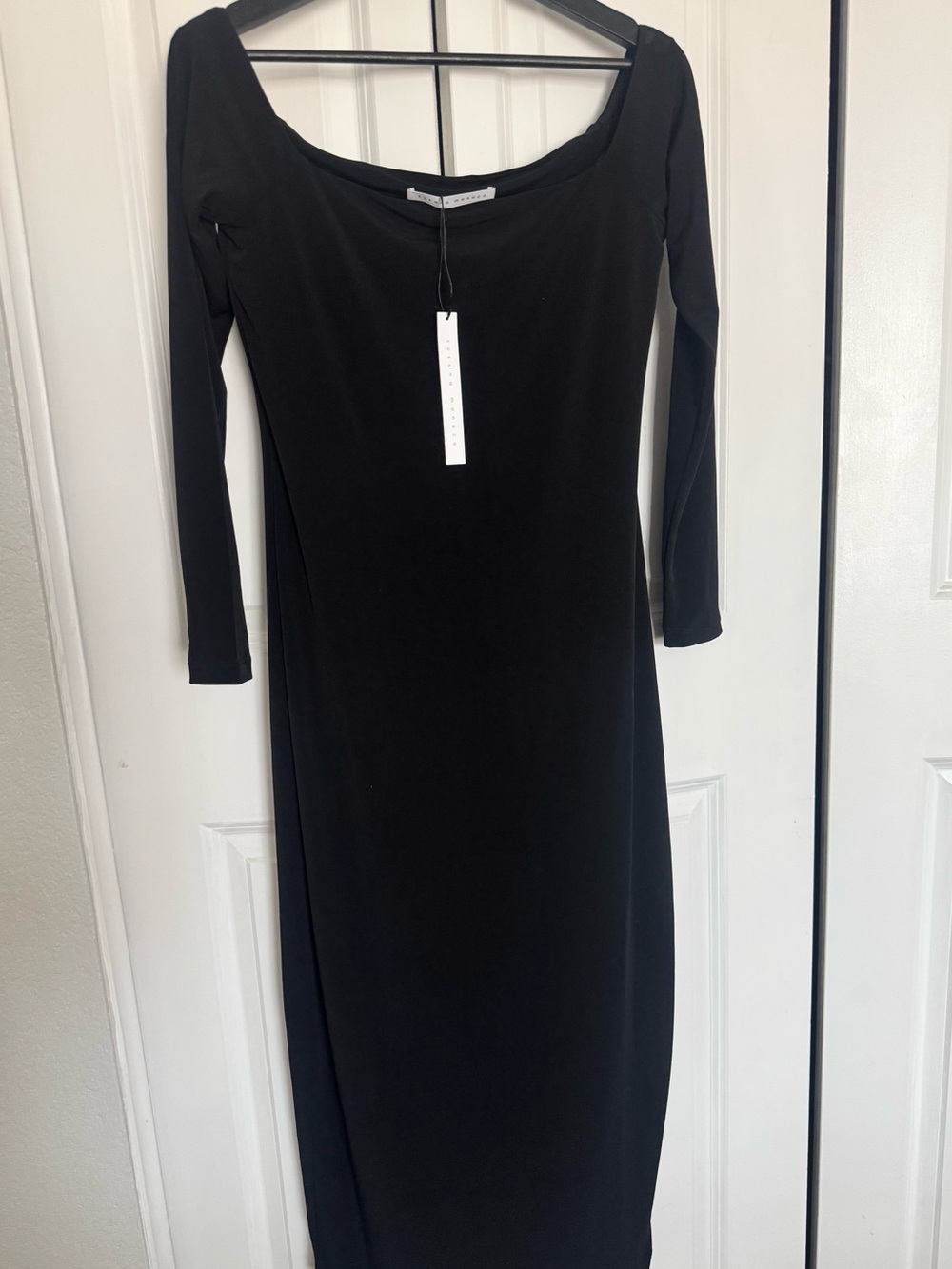 Black Off Shoulder Midi Dress NWT
